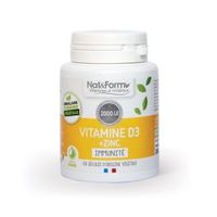 NAT & FORM Vitamines et minéraux - Vitamine D3 + Zinc 60 gélules